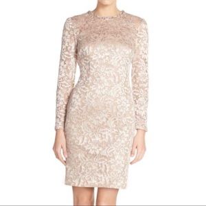Blush Sequin Long Sleeve Lace Dress
